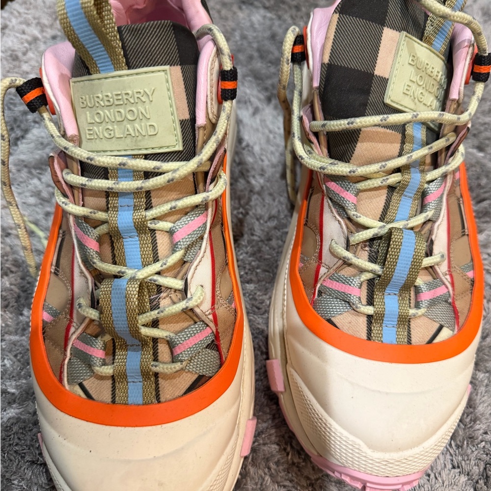 Burberry Pink & Orange Leather Platform Trainer